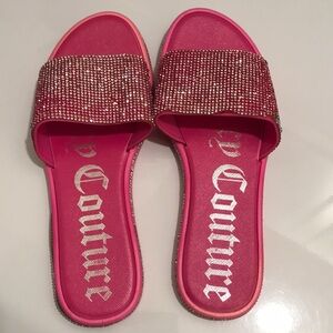 JUICY COUTURE Pink Rhinestone Slide Sandals